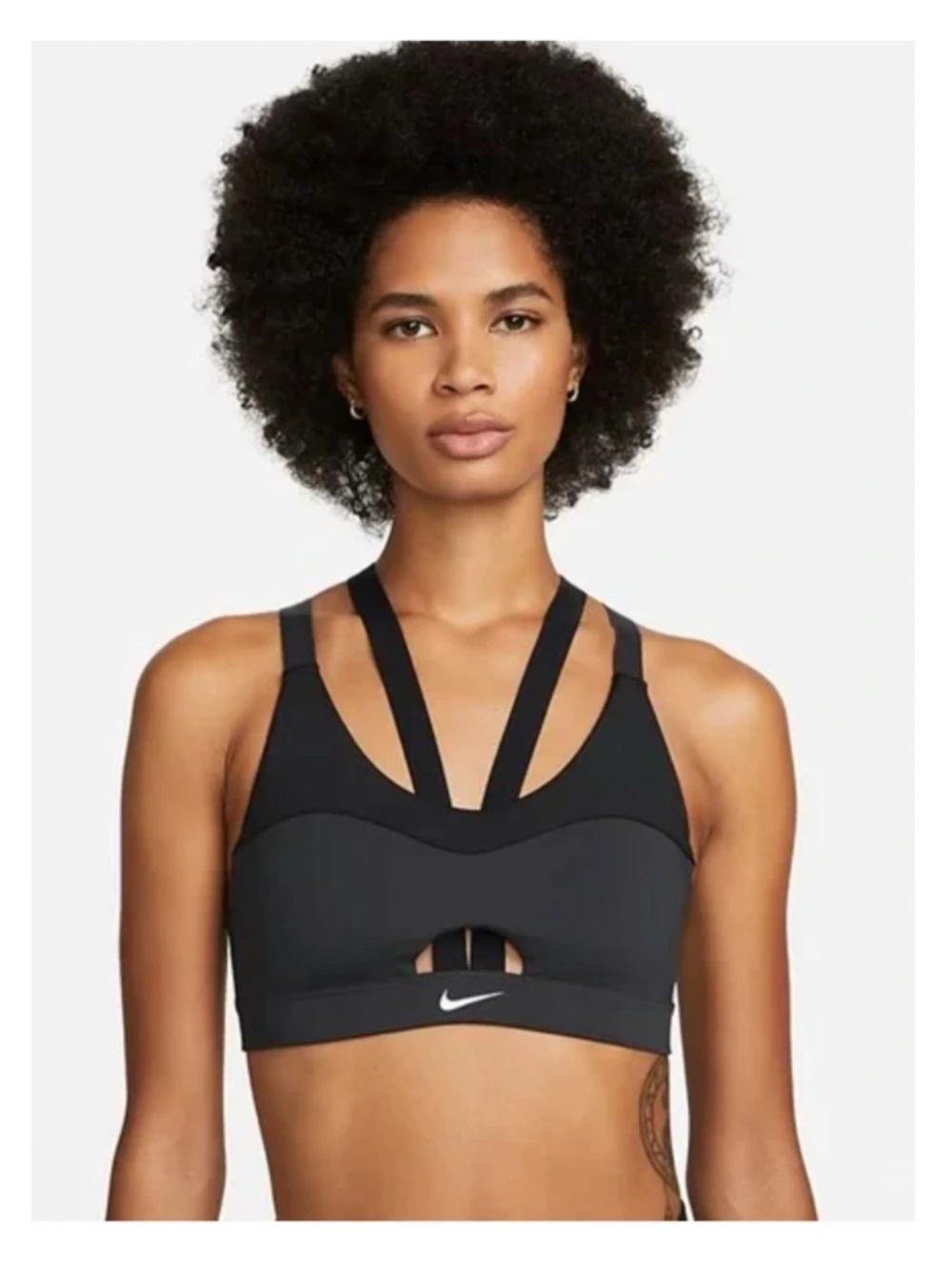 Nike Dri-FIT Indy Strappy Cutout Sports Bra Black Womens Small
